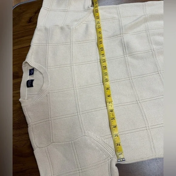 Arrow Brand Men’s Sz Large Heavier Weight Sweater Windowpane Design Cream Color - Picture 4 of 7